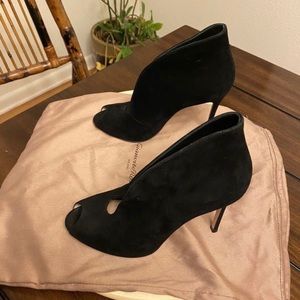 Gianvito Rossi Black Suede Peep Toe Booties size 9